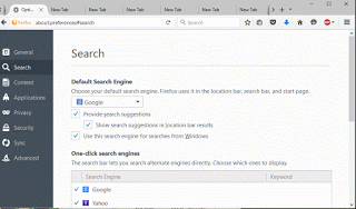 Mozilla Firefox Options Search