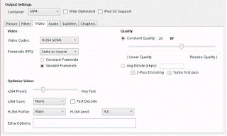 Output Settings Video