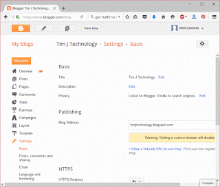 Basic settings in blogger