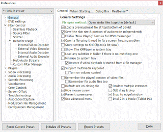 KMPlayer Preferences
