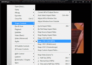 KMPlayer Aspect Ratio Using Right Click