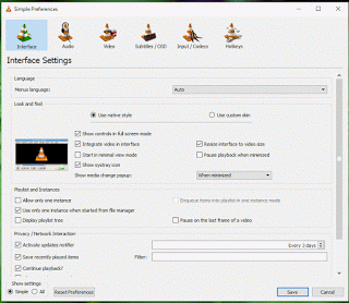 VLC Simple Preferences