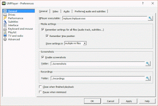 UMPlayer Preferences