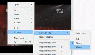 bomi stay on top using right click