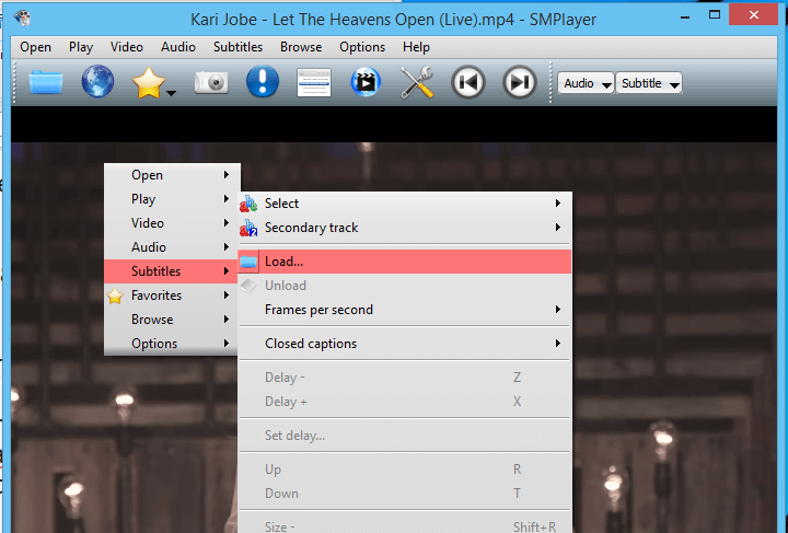 smplayer file menu