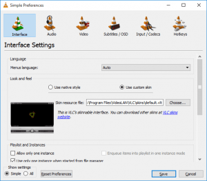 VLC check use custom skin