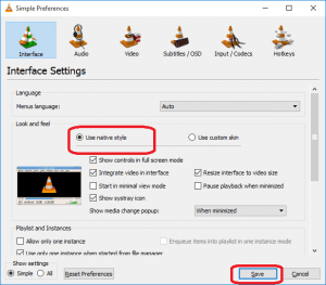 VLC use native style