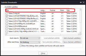 Subtitle Downloader Menu