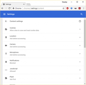 Chrome Content Settings