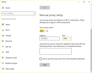 Manual Proxy Server Setup