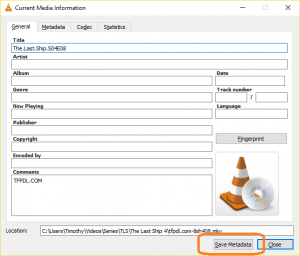 VLC Save Metadata