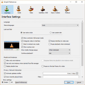 VLC Simple Preferences