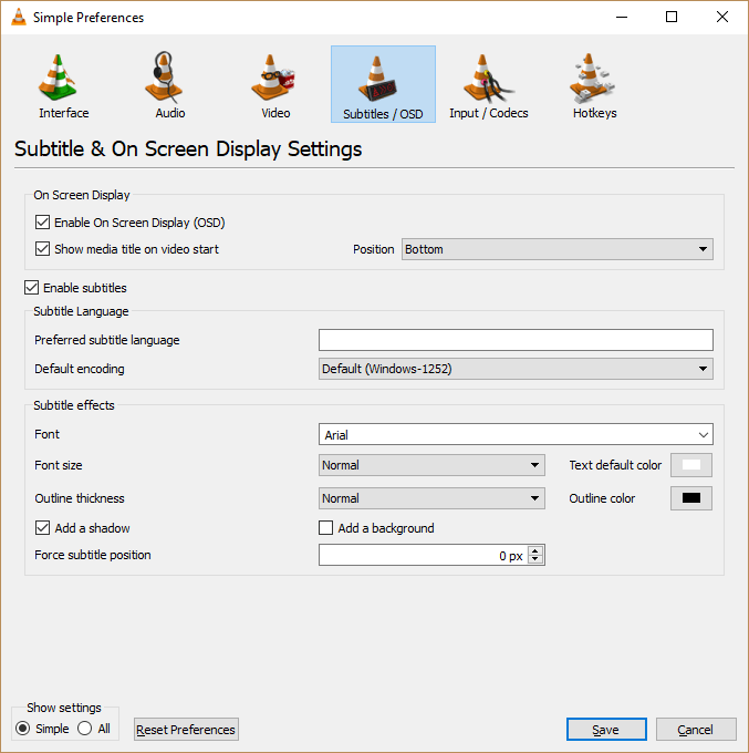 change subtitle font size default media player classic