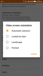 VLC Orientation Settings