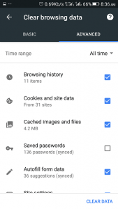 Google Chrome For Android Clear Browsing Data