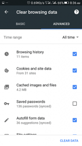 clear google chrome history android