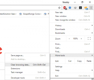 Google Chrome More Tools Options