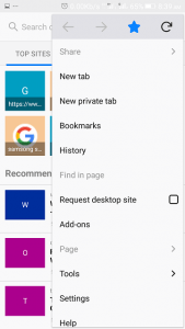 Mozilla Firefox Android Menu