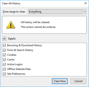 Mozilla Firefox Clear All History