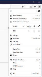 Mozilla Firefox Menu