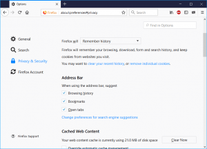 Mozilla Firefox Privacy and Security Settings