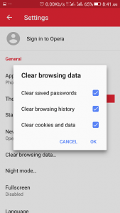 Opera Mini Android Clear Browsing Data