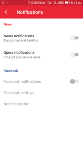 Opera Mini Android Notification Settings