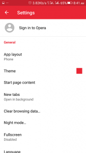 Opera Mini Android Settings