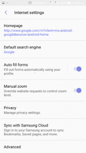 Samsung Internet Browser Android Internet Settings