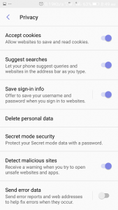 Samsung Internet Browser Android Privacy Settings