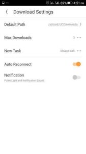 UC Browser Android Download Settings