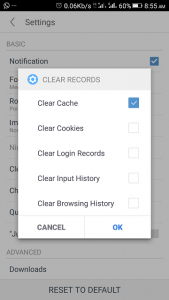 UC Mini Android Clear Records Data