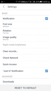 UC Mini Android Settings