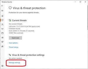 Windows Security Virus & Threat Protection