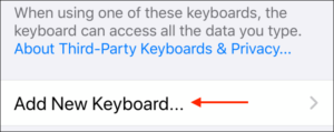 Tap Add new Keyboard button