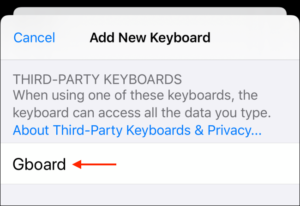  Select the keyboard app