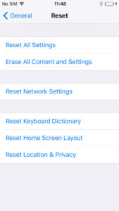 Tap the Reset Option