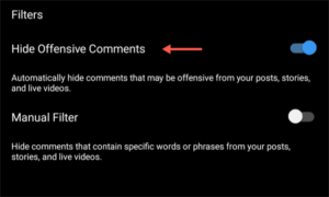 Enable Hide Offensive Comments