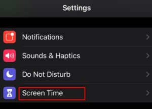 Go to Screen Time