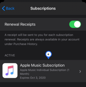 Locate the subscription you wish to cancel