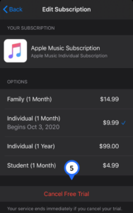 Tap Cancel Subscription