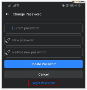 Tap Forgot Password