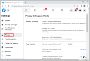 Locate Privacy on the menu and click Privacy