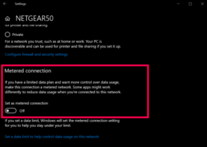 Toggle Metered Connection
