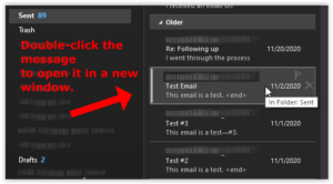 Double-click the message you want to Recall