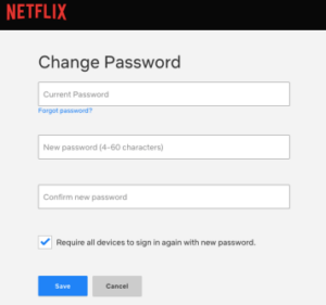 Enter your Current and New Password