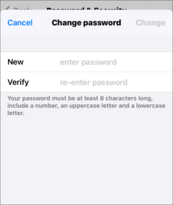 Tap Current and New Password; Source: alphr.com