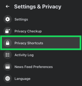 Select Privacy Shortcuts; Source: alphr.com