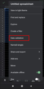 Select Data Validation; Source: alphr.com