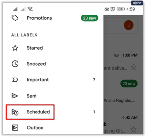 Select the Scheduled tab; Source: alphr.com